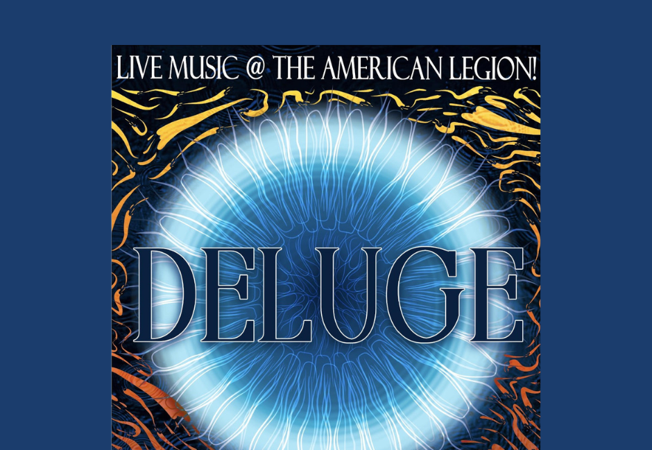 Deluge band on blue background